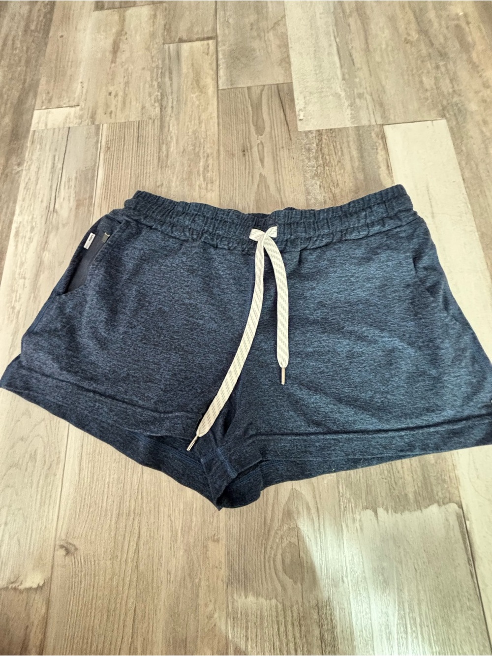 Vuori Navy Heather Drawstring Athletic Shorts